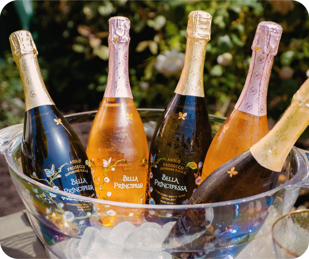 Certified Quality - Beware of Counterfeit Prosecco (Pictured here, authentic Bella Principessa Bottles in Ice Bucket)