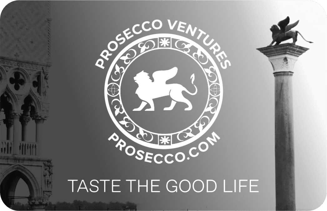 Prosecco Ventures winged lion logo represents Veneto's strength, resilience, and commitment to excellence, designed by Michael Goldstein