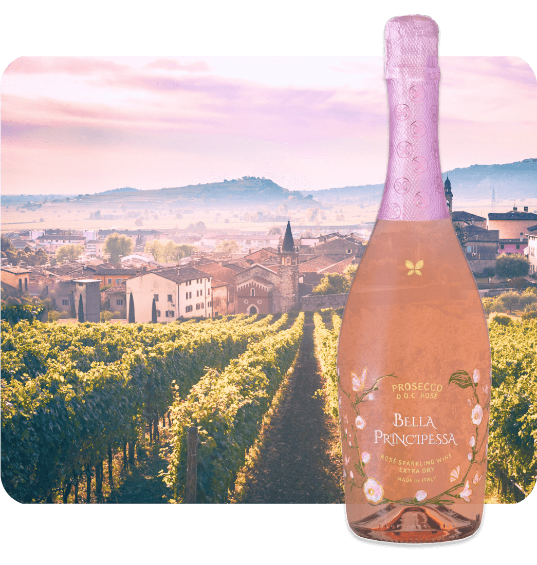 ПРОИЗВОДСТВО: Наше Просекко Розе — виноград Рабосо и Глера, собранный вручную с холмов Просекко.