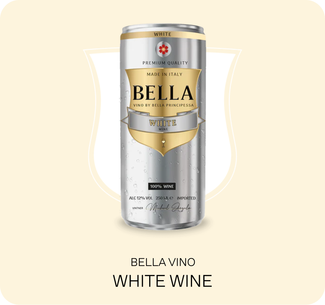 L'ultimo vino bianco di Bella Vino in lattina, perfetto per ogni occasione.