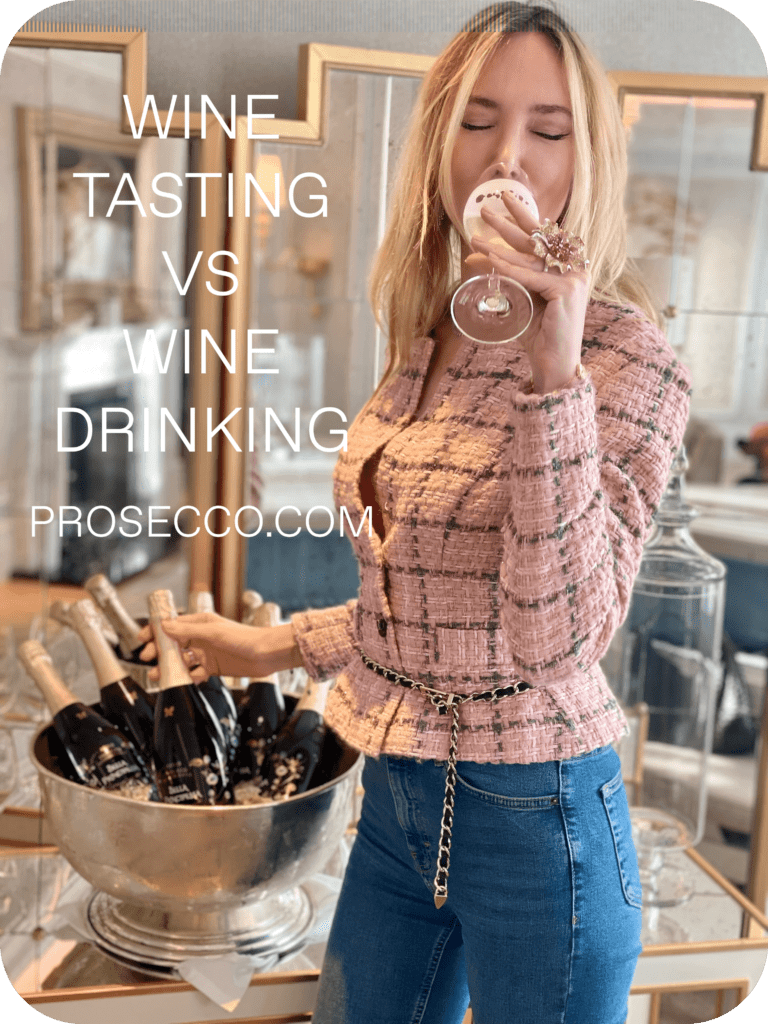 Comparison of Wine Tasting and Wine Drinking - Young woman savoring Bella Principessa