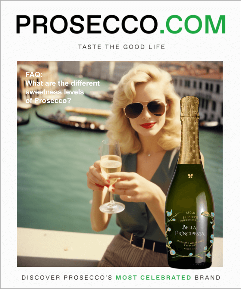 What are the different sweetness levels of Prosecco?