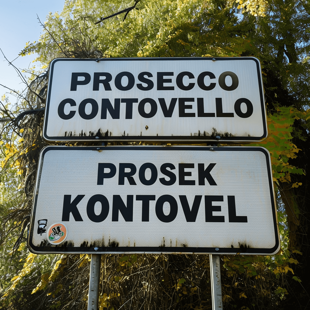 Scenic view of Prosecco or Prošek town near Trieste, Italy, known as Kontovel in Slovenian, surrounded by vineyards and mountains